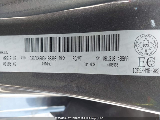 Aukcja sprzedaży 2016 Chrysler 200 Limited, vin: 1C3CCCAB8GN193392, numer aukcji: 12656493