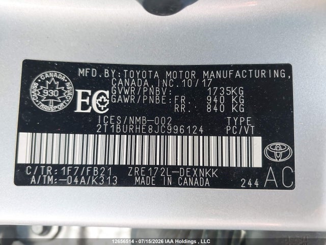 Toyota COROLLA LE 2018 2T1BURHE8JC996124 Image 19