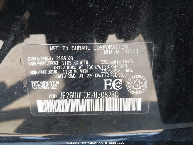 Продаж на аукціоні авто 2024 Subaru Crosstrek Sport, vin: JF2GUHFC6RH308230, номер лоту: 12656516