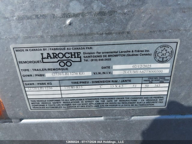 Продажа на аукционе авто 2026 Remorque Remorque, vin: 2LCUM1A62TS000300, номер лота: 12656524
