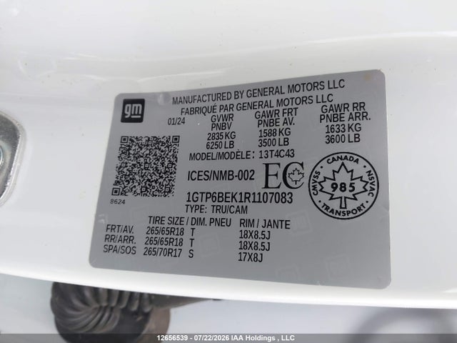 Продаж на аукціоні авто 2024 Gmc Canyon Elevation, vin: 1GTP6BEK1R1107083, номер лоту: 12656539