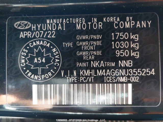 Продаж на аукціоні авто 2022 Hyundai Elantra Preferred Ivt With Sun And Tech Package, vin: KMHLM4AG6NU355254, номер лоту: 12656553
