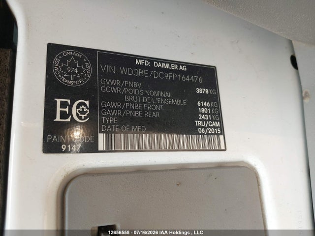 Mercedes-Benz Sprinter 2500 Standard Roof 2015 WD3BE7DC9FP164476 Image 9