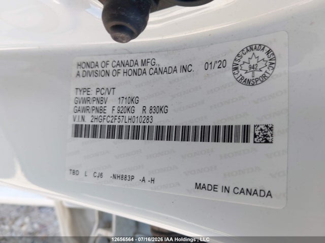 Honda Civic Lx 2020 2HGFC2F57LH010283 Image 18