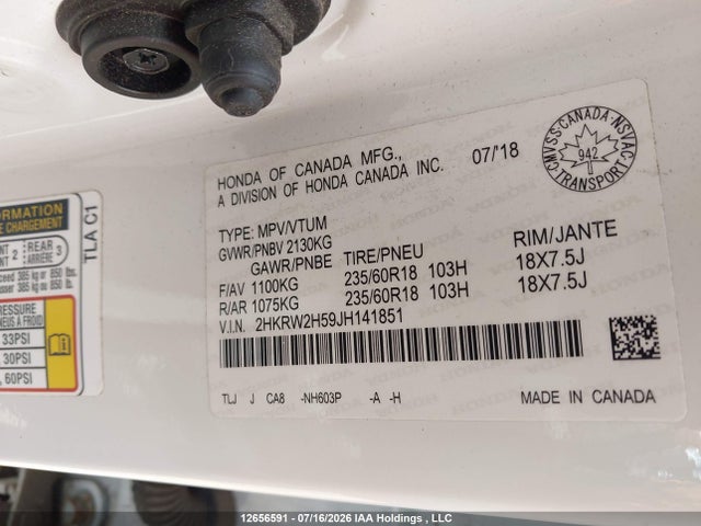 Honda CR-V EX 2018 2HKRW2H59JH141851 Image 9