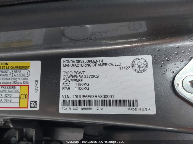 12656603 :رقم المزاد ، 19UUB6F53RA800091 vin ، 2024 Acura Tlx A-spec مزاد بيع