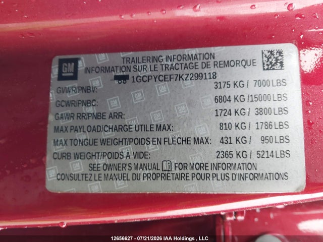 Продажа на аукционе авто 2019 Chevrolet Silverado K1500 Trail Boss Custom, vin: 1GCPYCEF7KZ299118, номер лота: 12656627