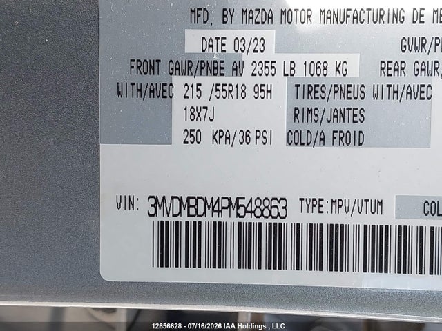 Продажа на аукционе авто 2023 Mazda Cx-30 Premium, vin: 3MVDMBDM4PM548863, номер лота: 12656628