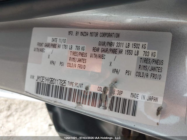 2011 Mazda Mazda2 Gs/gx მანქანა იყიდება აუქციონზე, vin: JM1DE1HY9B0117825, აუქციონის ნომერი: 12641421