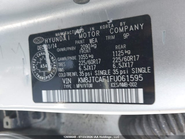 Hyundai Tucson Gl 2015 KM8JTCAF1FU061595 Image 9