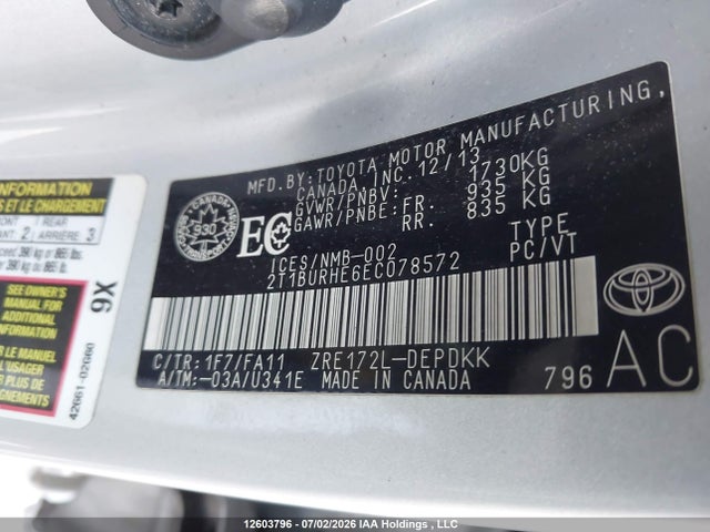 Toyota COROLLA CE 2014 2T1BURHE6EC078572 Image 9