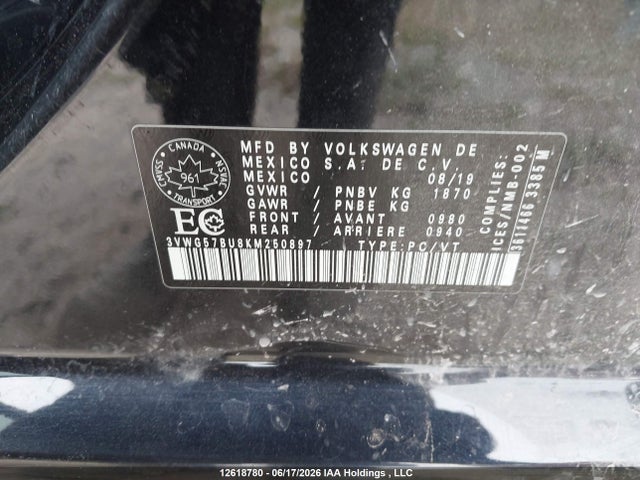 3VWG57BU8KM250897 Volkswagen Jetta 1.4 Tsi Execline