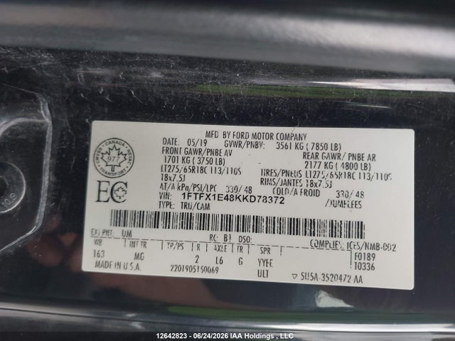 Ford F-150 Xlt 2019 1FTFX1E48KKD78372 Image 18