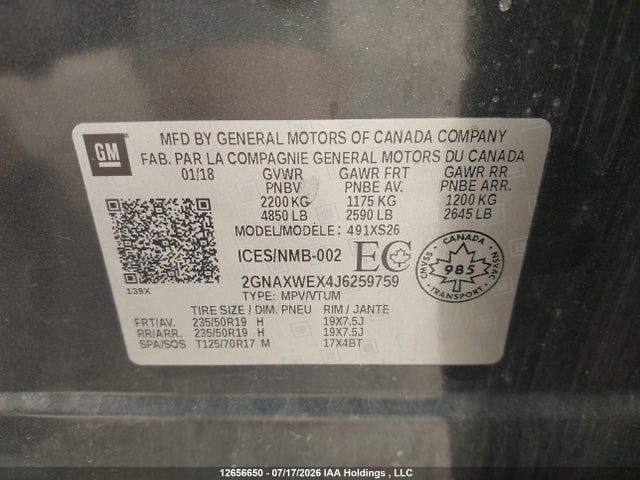 2GNAXWEX4J6259759 Chevrolet Equinox Premier