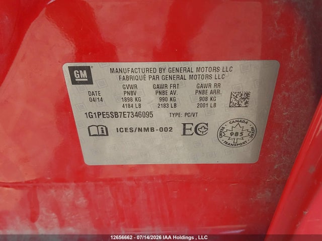 Chevrolet Cruze 2014 1G1PE5SB7E7346095 Image 9