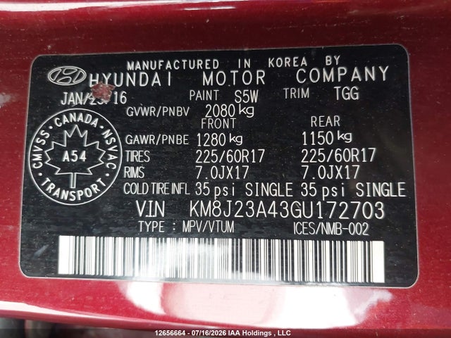 Hyundai Tucson 2016 KM8J23A43GU172703 Image 19