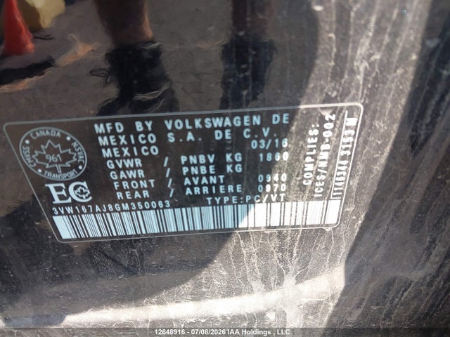 3VW167AJ8GM350063 Volkswagen Jetta 1.4 Tsi Trendline/1.4 Tsi Trendline+