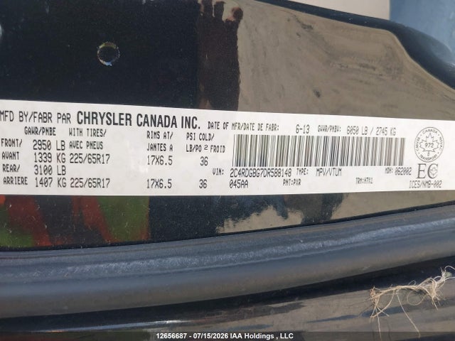 Aukcja sprzedaży 2013 Dodge Grand Caravan Se, vin: 2C4RDGBG7DR588148, numer aukcji: 12656687