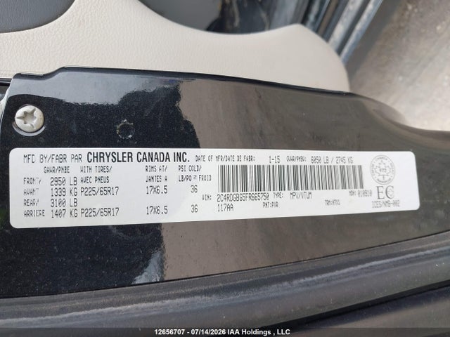 Aukcja sprzedaży 2015 Dodge Grand Caravan Se, vin: 2C4RDGBG5FR665750, numer aukcji: 12656707