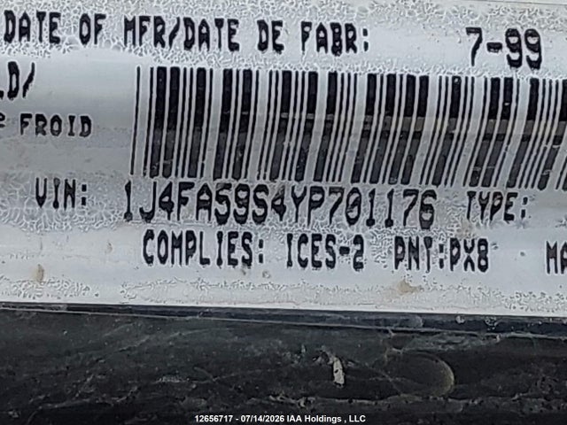 Aukcja sprzedaży 2000 Jeep Wrangler / Tj Sahara, vin: 1J4FA59S4YP701176, numer aukcji: 12656717
