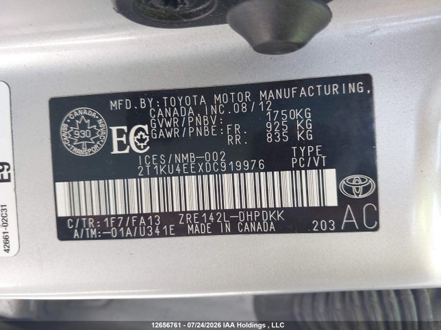 Aukcja sprzedaży 2013 Toyota Matrix Wagon, vin: 2T1KU4EEXDC919976, numer aukcji: 12656761