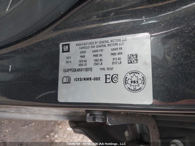 Продаж на аукціоні авто 2017 Buick Verano, vin: 1G4PP5SK4H4118915, номер лоту: 12656768