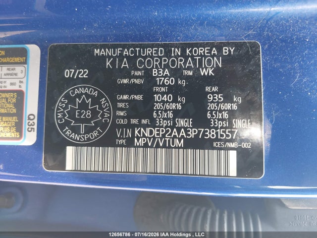 Aukcja sprzedaży 2023 Kia Seltos Lx, vin: KNDEP2AA3P7381557, numer aukcji: 12656786