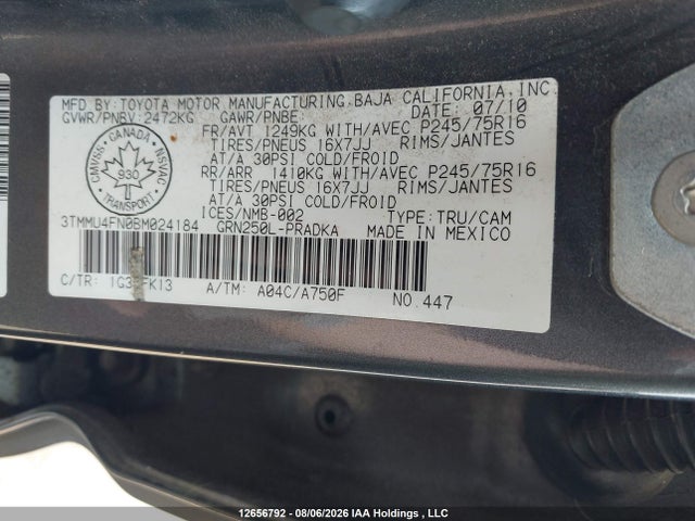 2011 Toyota Tacoma მანქანა იყიდება აუქციონზე, vin: 3TMMU4FN0BM024184, აუქციონის ნომერი: 12656792