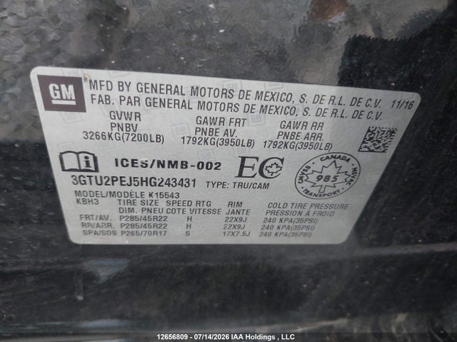 3GTU2PEJ5HG243431 GMC Sierra 1500 Denali