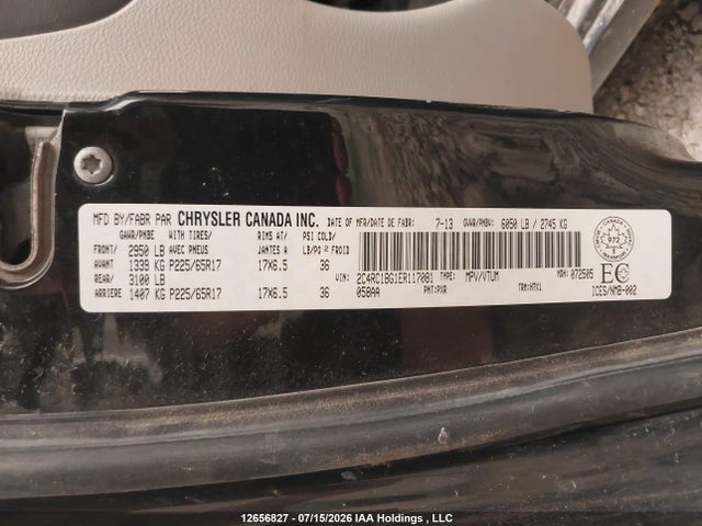 2014 Chrysler Town & Country Touring მანქანა იყიდება აუქციონზე, vin: 2C4RC1BG1ER117081, აუქციონის ნომერი: 12656827
