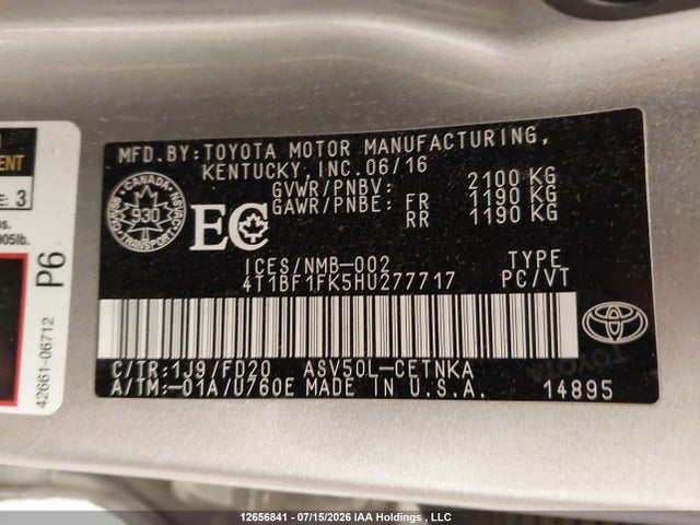 Toyota CAMRY LE 2017 4T1BF1FK5HU277717 Image 18