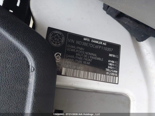 Aukcja sprzedaży 2015 Mercedes-benz Sprinter 2500, vin: WD3BE7DC6FP110357, numer aukcji: 12656885