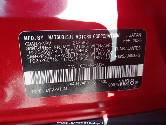 JA4J4VAB0TZ612635 Mitsubishi Outlander Le S-awc/se S-awc/sel S-awc