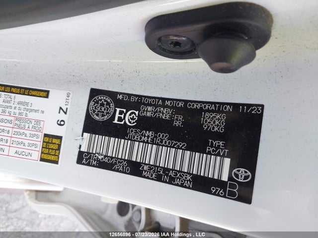 Aukcja sprzedaży 2024 Toyota Corolla Hybrid Se, vin: JTDBDMHE1RJ007292, numer aukcji: 12656896