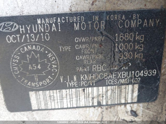 12656902 :رقم المزاد ، KMHDC8AEXBU104939 vin ، 2011 Hyundai Elantra Touring Gls/se مزاد بيع
