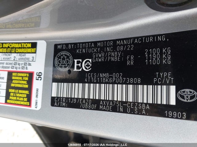 4T1G11BK6PU073808 Toyota Camry Se Night Shade/se