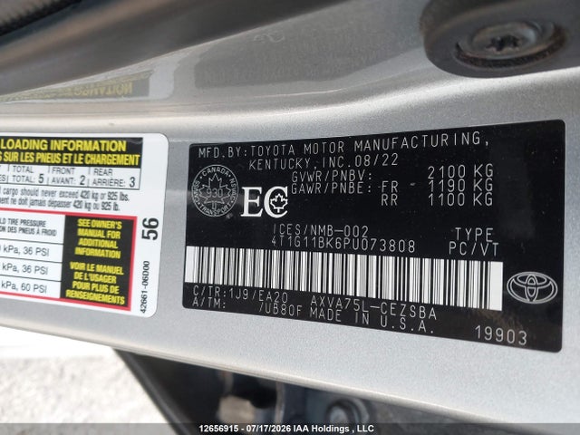 4T1G11BK6PU073808 Toyota Camry Se Night Shade/se