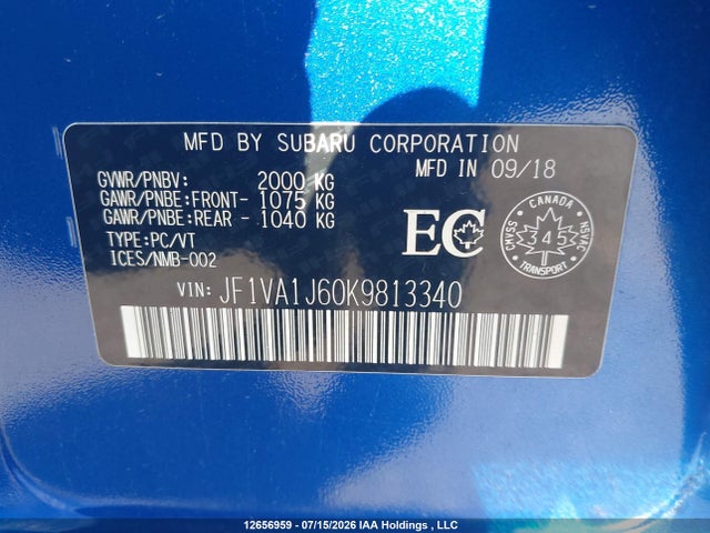 Subaru Wrx Sport-tech 2019 JF1VA1J60K9813340 Image 19