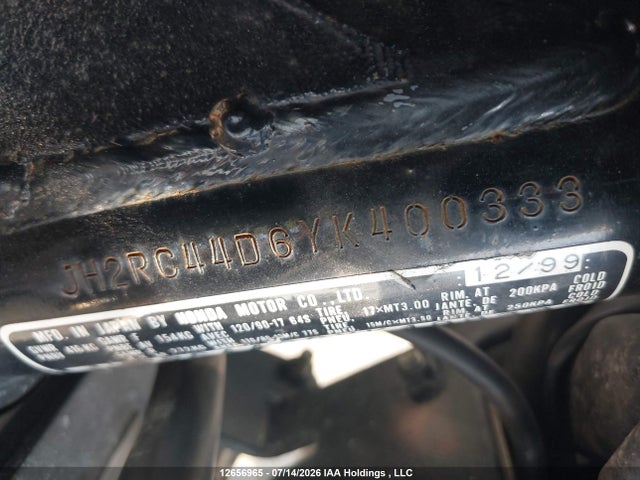 Aukcja sprzedaży 2000 Honda Vt750 C3, vin: JH2RC44D6YK400333, numer aukcji: 12656965