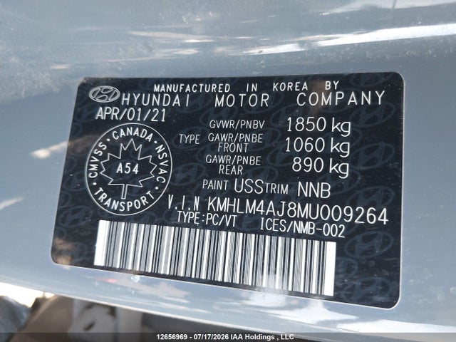 Aukcja sprzedaży 2021 Hyundai Elantra Hybrid Preferred, vin: KMHLM4AJ8MU009264, numer aukcji: 12656969