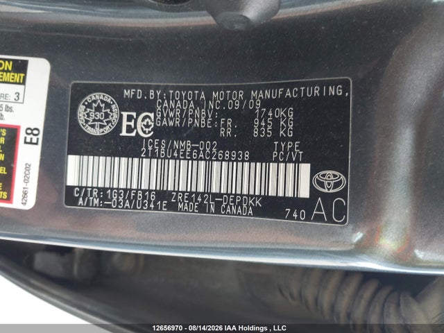 12656970 :رقم المزاد ، 2T1BU4EE6AC268938 vin ، 2010 Toyota Corolla S/le/xle مزاد بيع
