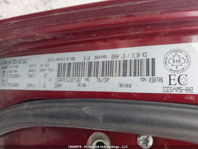 Продаж на аукціоні авто 2018 Ram 1500 St, vin: 1C6RR7KT0JS271067, номер лоту: 12656979