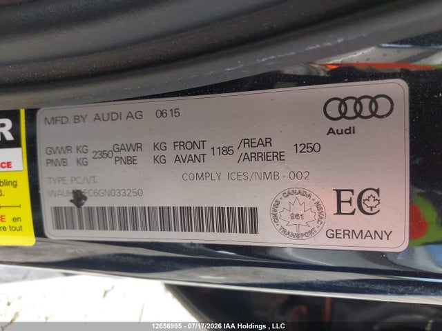2016 Audi A6 2.0t Technik მანქანა იყიდება აუქციონზე, vin: WAUHFAFC6GN033250, აუქციონის ნომერი: 12656995