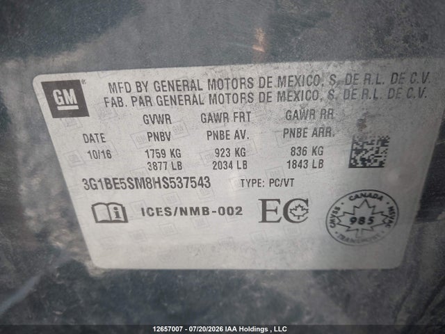Chevrolet Cruze Lt Auto 2017 3G1BE5SM8HS537543 Image 9