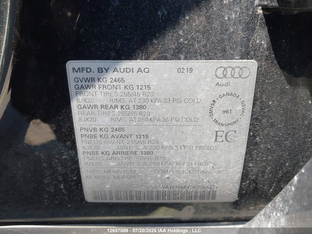 Продаж на аукціоні авто 2019 Audi Q5 Progressiv S-line, vin: WA1ENAFY3K2064271, номер лоту: 12657008