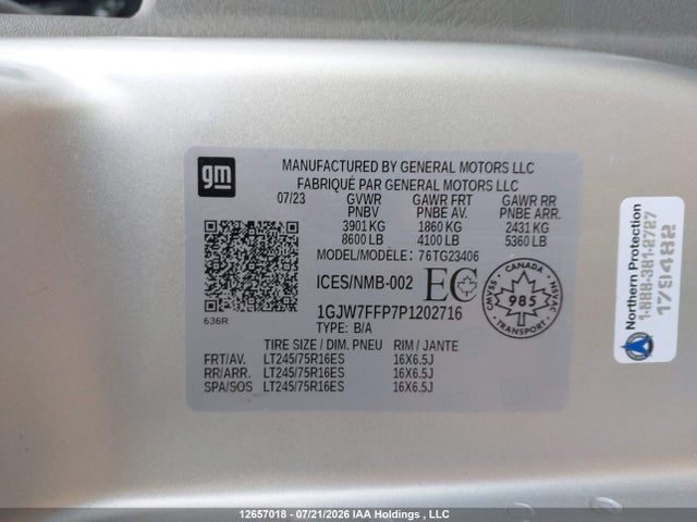 1GJW7FFP7P1202716 GMC Savana G2500 Lt