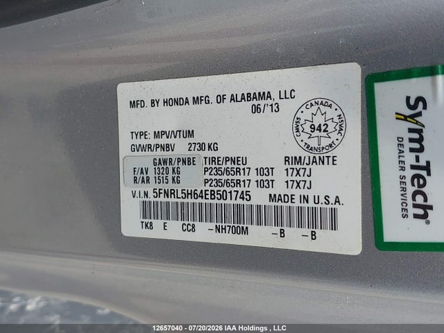 Honda Odyssey 2014 5FNRL5H64EB501745 Image 9