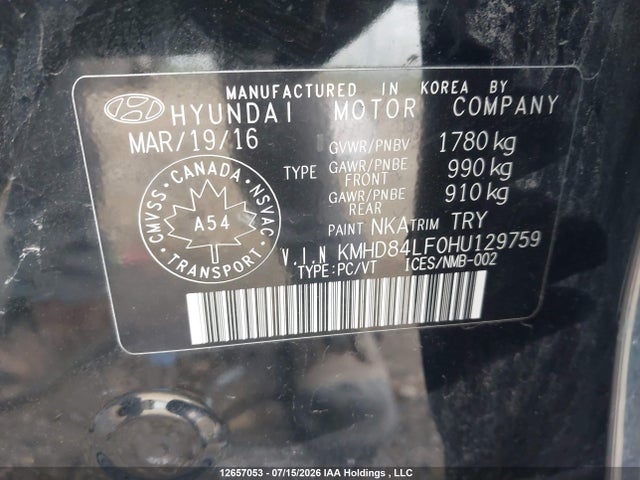 Продаж на аукціоні авто 2017 Hyundai Elantra Gl, vin: KMHD84LF0HU129759, номер лоту: 12657053