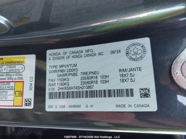 Honda CR-V 2025 2HKRS6H74SH213867 Image 9