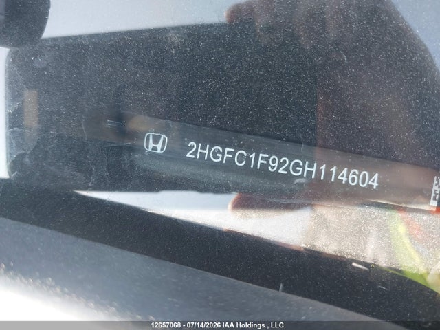 12657068 :رقم المزاد ، 2HGFC1F92GH114604 vin ، 2016 Honda Civic Touring مزاد بيع